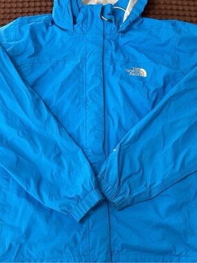 The North Face Womens HyVent Waterproof Hooded Rain Jacket Blue Large